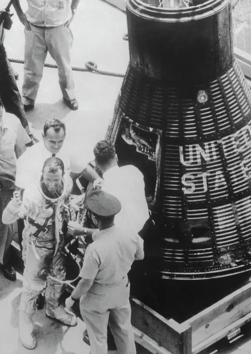 Framed Print : Astronaut Gordon Cooper Emerging from Capsule Framed Print : Astronaut Gordon Cooper Emerging from Capsule