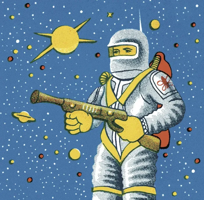 Framed Print : Astronaut with a Gun Framed Print : Astronaut with a Gun