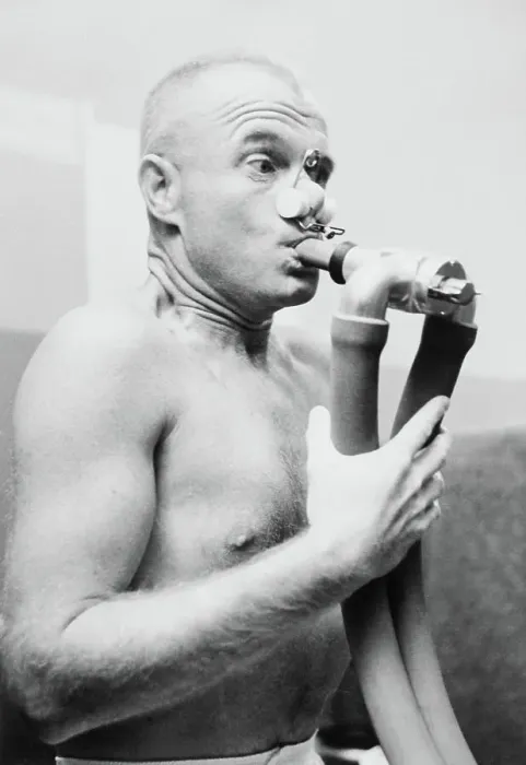 Framed Print : Astronaut John Glenn Using Breathing Apparatus Framed Print : Astronaut John Glenn Using Breathing Apparatus
