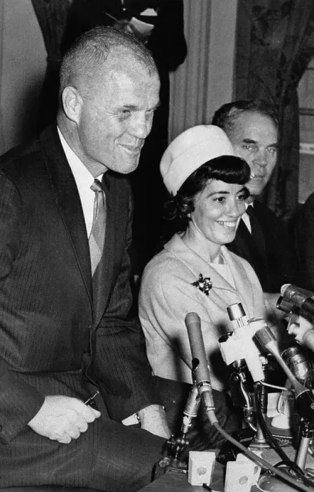 Framed Print : Astronaut John Glenn and Wife at Press Meeting on His Senatorial Intentions Framed Print : Astronaut John Glenn and Wife at Press Meeting on His Senatorial Intentions