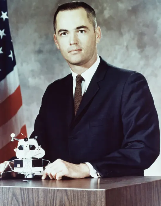 Framed Print : Astronaut Robert L. Crippen Posing near Flag Framed Print : Astronaut Robert L. Crippen Posing near Flag