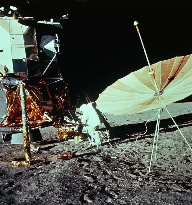Framed Print : Astronaut Setting Up a Communications Antenna Framed Print : Astronaut Setting Up a Communications Antenna