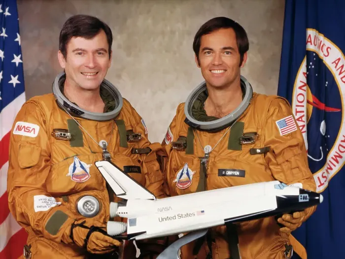 Framed Print : Astronauts Holding Model Space Shuttle Framed Print : Astronauts Holding Model Space Shuttle