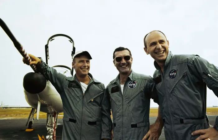 Framed Print : Astronauts Holding a News Conference Framed Print : Astronauts Holding a News Conference