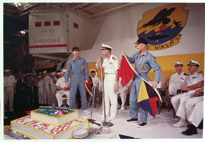 Framed Print : Astronauts James Lovell and Buzz Aldrin Receiving Cake Framed Print : Astronauts James Lovell and Buzz Aldrin Receiving Cake