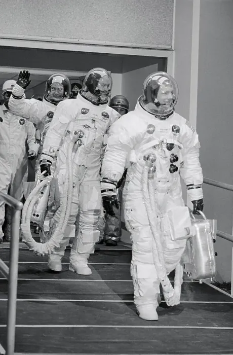 Framed Print : Three Astronauts Leaving Quarters Together Framed Print : Three Astronauts Leaving Quarters Together