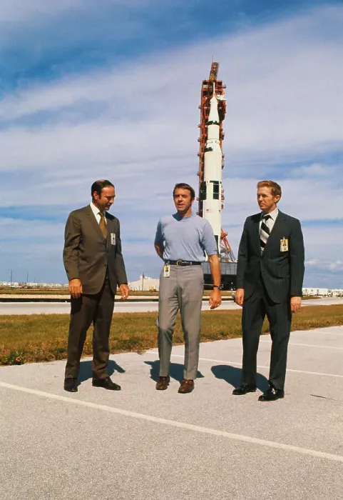 Framed Print : Astronauts Posing by Rocket Framed Print : Astronauts Posing by Rocket