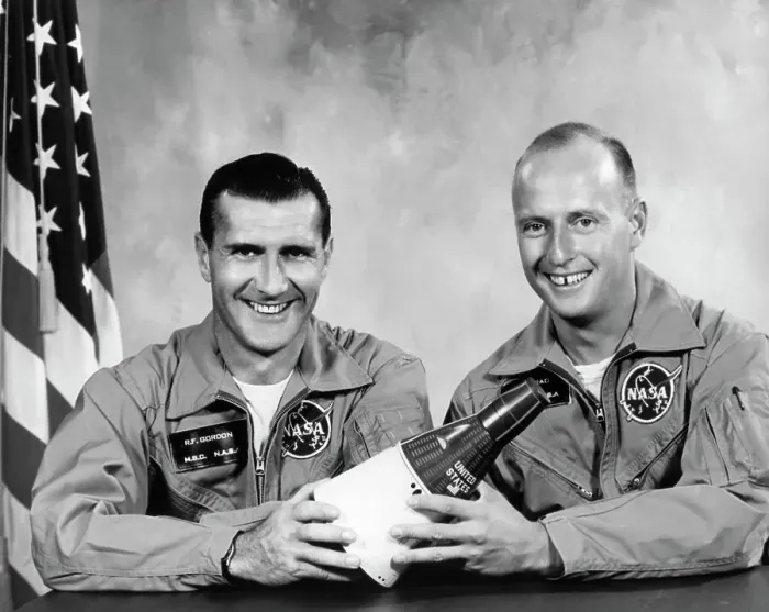Framed Print : Astronauts Smile Hold Spacecraft Model Framed Print : Astronauts Smile Hold Spacecraft Model