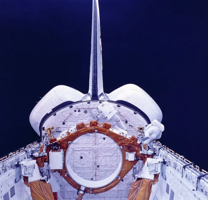 Framed Print : Astronauts Spacewalk in Space Shuttle Challenger Cargo Bay Framed Print : Astronauts Spacewalk in Space Shuttle Challenger Cargo Bay