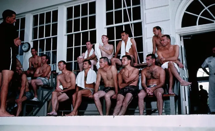 Framed Print : Astronauts Training at Poolside Framed Print : Astronauts Training at Poolside