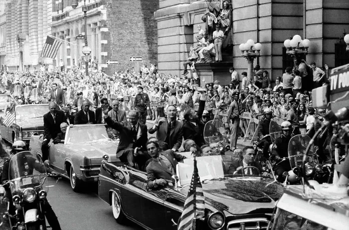Framed Print : Astronauts Wave from Parade Automobile Framed Print : Astronauts Wave from Parade Automobile