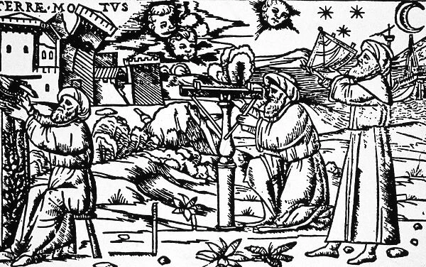 Astronomers using sighting devices, late 15th century