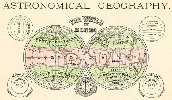 Astronomical geography map 1875