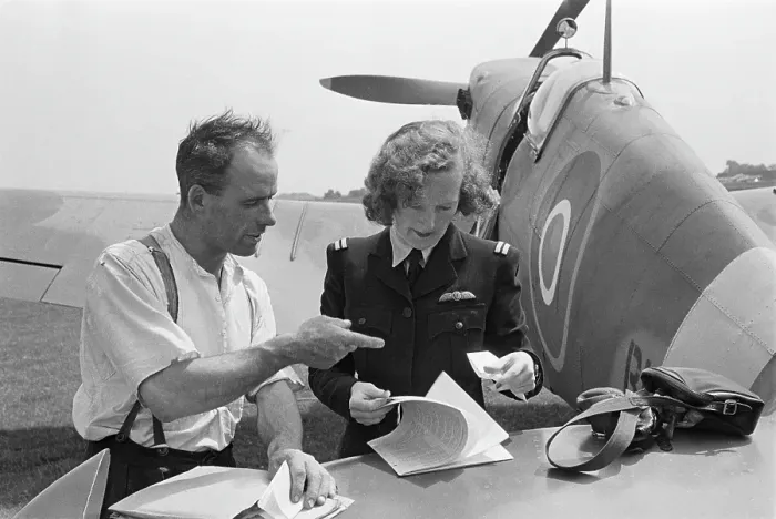 Framed Print : ATA Pilot Signs For Spitfire Framed Print : ATA Pilot Signs For Spitfire