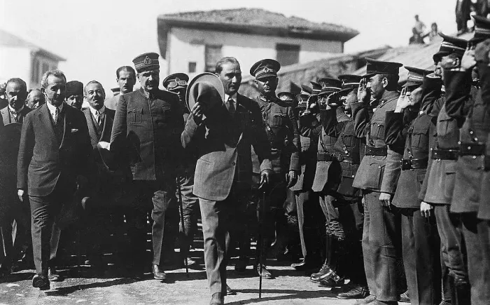 Framed Print : Ataturk Inspects Officers At A School Framed Print : Ataturk Inspects Officers At A School