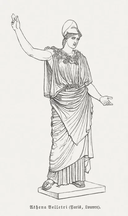 Framed Print : Athena of Velletri, Louvre, Paris, wood engraving, published in 1897 Framed Print : Athena of Velletri, Louvre, Paris, wood engraving, published in 1897