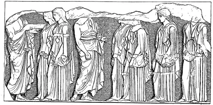Framed Print : Athenian Virgins from the East Frieze of the Parthenon, Temple for the City Goddess Pallas Athena Parthenos on the Athenian Acropolis, Greece, Historical, digital reproduction of an original 19th century artwork Framed Print : Athenian Virgins from the East Frieze of the Parthenon, Temple for the City Goddess Pallas Athena Parthenos on the Athenian Acropolis, Greece, Historical, digital reproduction of an original 19th century artwork