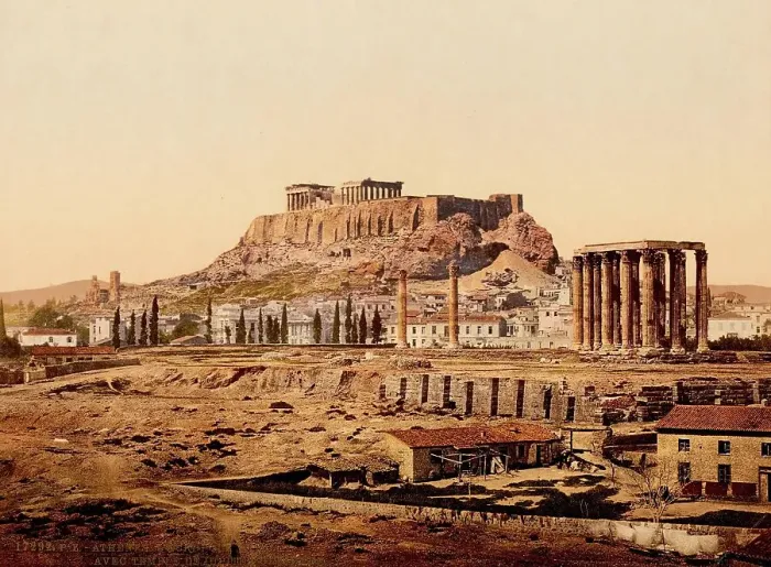 Framed Print : Athens. The Acropolis with the Temple of Jupiter, 1890, Greece, Historical, digitally restored reproduction from a 19th century original Framed Print : Athens. The Acropolis with the Temple of Jupiter, 1890, Greece, Historical, digitally restored reproduction from a 19th century original