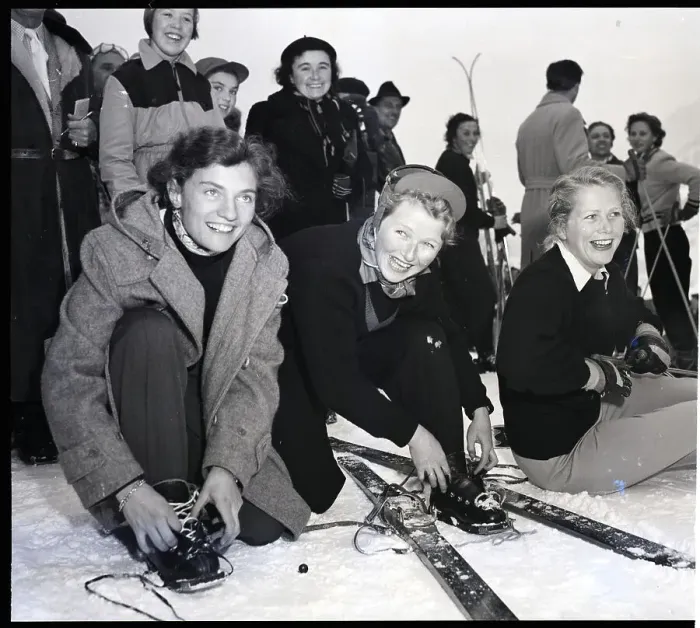 Framed Print : Athletes Adjusting Their Skis Framed Print : Athletes Adjusting Their Skis
