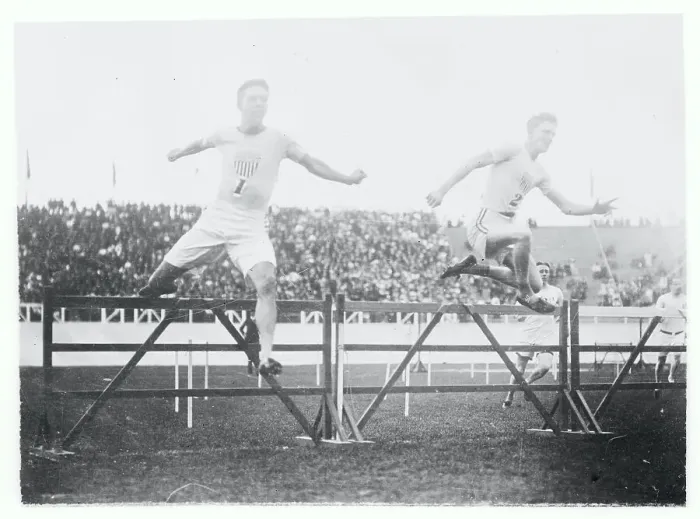 Framed Print : Athletes Jumping Hurdles Framed Print : Athletes Jumping Hurdles