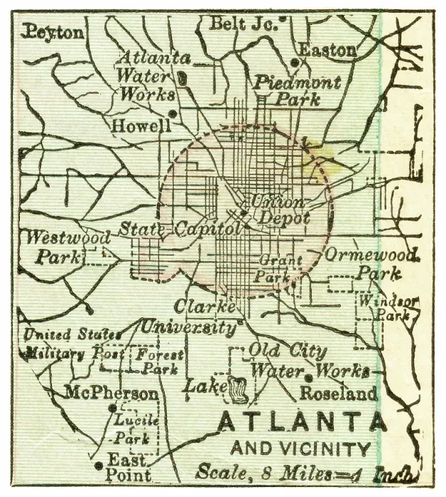 Framed Print : Atlanta City Map 1899 Framed Print : Atlanta City Map 1899