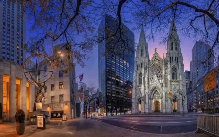 Framed Print : Atlas Apartments, Rockefeller Centre and St Patricks Cathedral, New York City