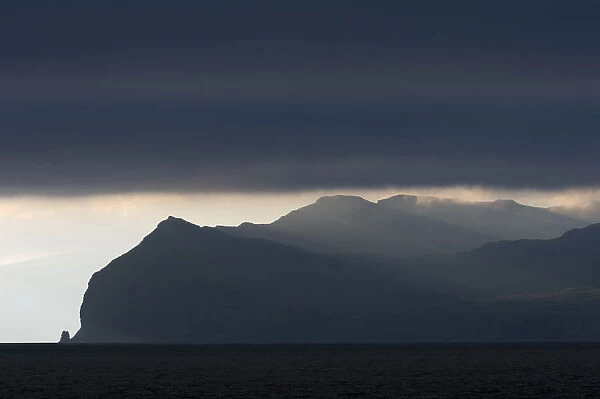 Atmospheric clouds, ferry passage from Gamlaraett, Streymoy, to Skopun, Sandoy, Faroe Islands, Denmark