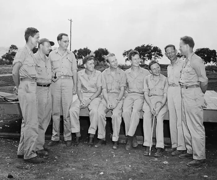Framed Print : Atomic Bomb Scientists at a US Military Base Framed Print : Atomic Bomb Scientists at a US Military Base