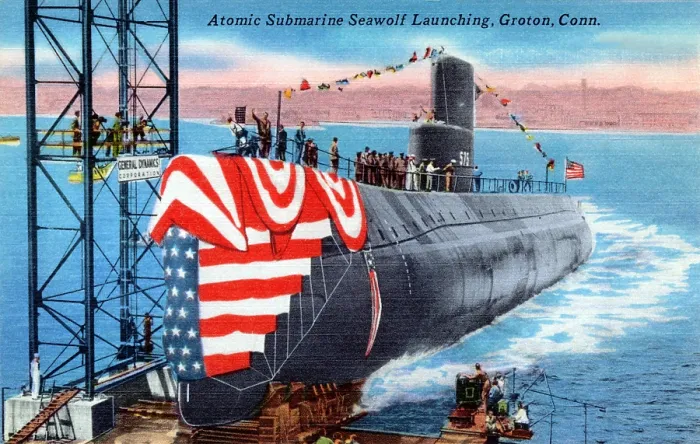 Framed Print : Atomic Submarine Seawolf Launching Framed Print : Atomic Submarine Seawolf Launching