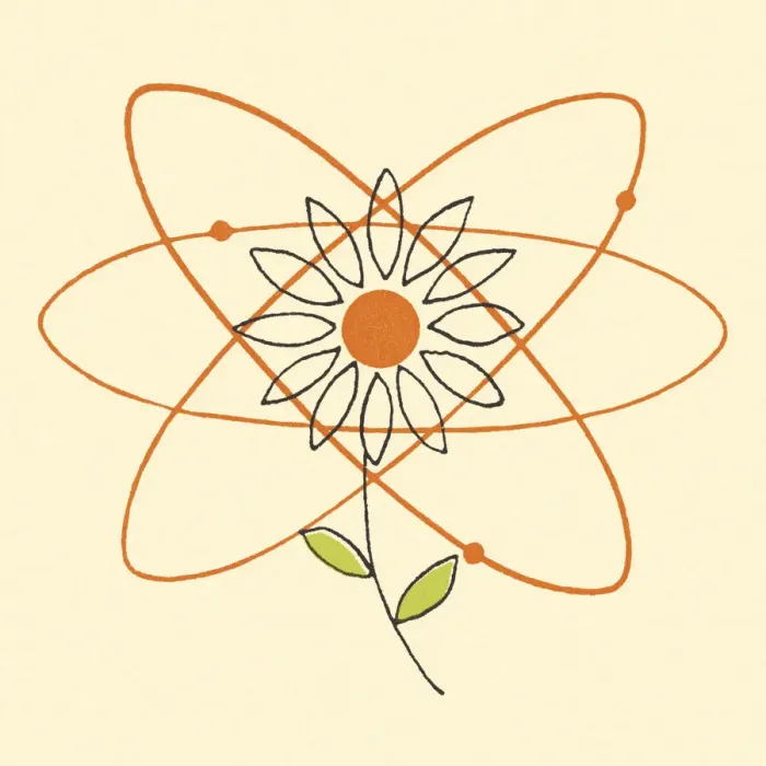 Framed Print : Atomic Symbol and Flower Framed Print : Atomic Symbol and Flower