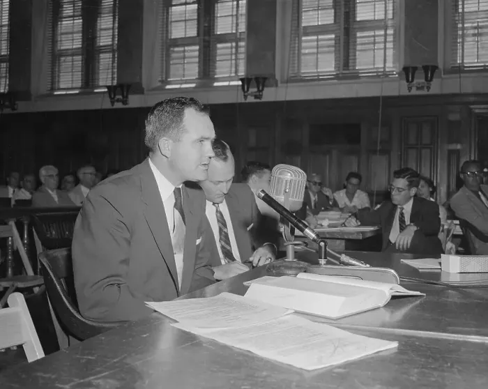 Framed Print : Attorney General John Patterson and Witness in Hearing Framed Print : Attorney General John Patterson and Witness in Hearing