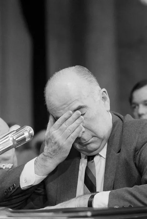 Framed Print : Former Attorney General Mitchell Wiping His Eyes