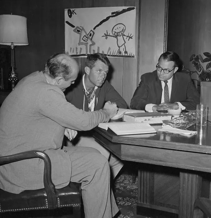 Framed Print : Attorney General Robert Kennedy Working with Assistants at His Desk Framed Print : Attorney General Robert Kennedy Working with Assistants at His Desk