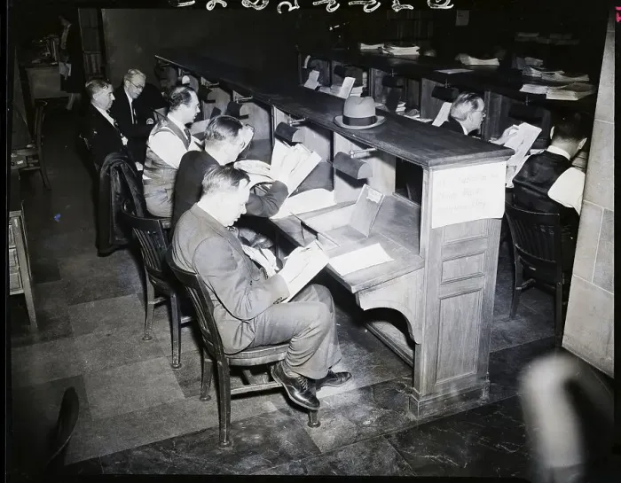 Framed Print : Attorney Researching At Desks;Trademarks Framed Print : Attorney Researching At Desks;Trademarks