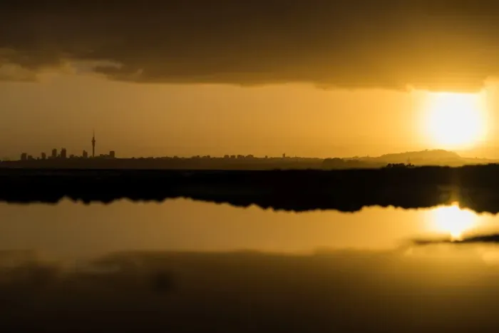 Framed Print : Auckland city and sunrise Framed Print : Auckland city and sunrise