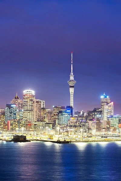 Auckland city waterfront at dusk, New Zealand