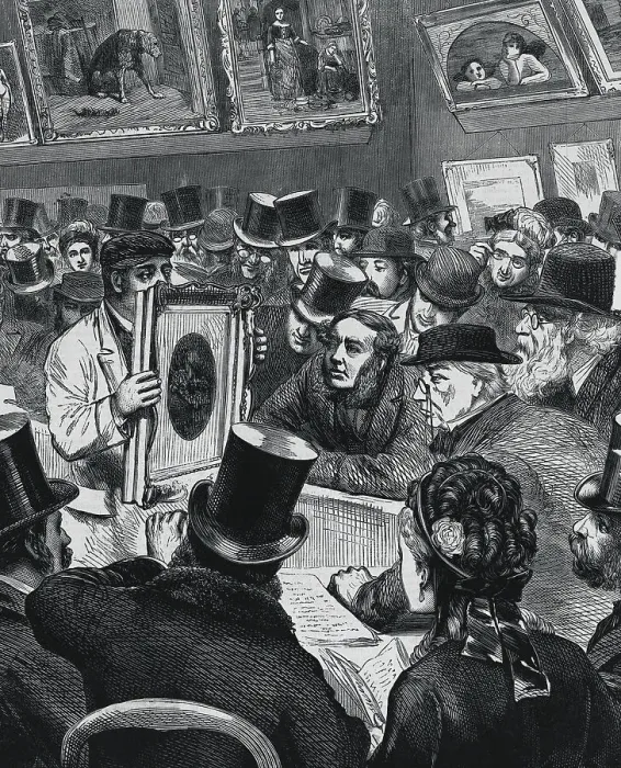 Framed Print : Auctioning Off Painting at Christie's Framed Print : Auctioning Off Painting at Christie's
