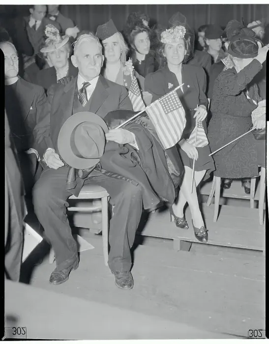 Framed Print : Audience Waiting for Charles Lindbergh to Speak