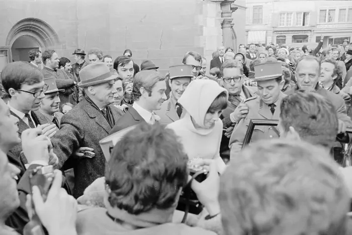 Framed Print : Audrey Hepburn and Andrea Dotti in Crowd Framed Print : Audrey Hepburn and Andrea Dotti in Crowd