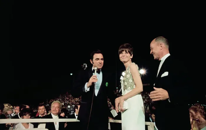 Framed Print : Audrey Hepburn and Ben Gazzara Being Interviewed Framed Print : Audrey Hepburn and Ben Gazzara Being Interviewed