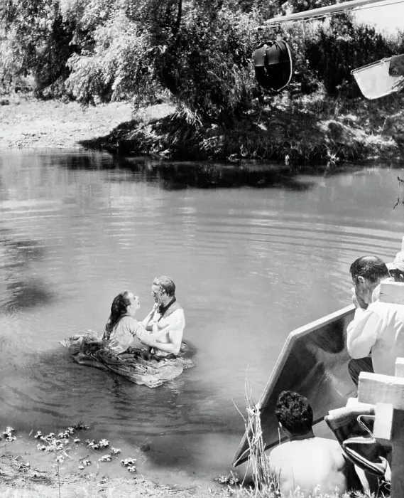 Framed Print : Audrey Hepburn and Burt Lancaster in River Framed Print : Audrey Hepburn and Burt Lancaster in River