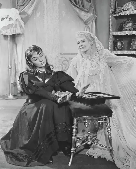 Framed Print : Audrey Hepburn and Cathleen Nesbitt in Gigi Framed Print : Audrey Hepburn and Cathleen Nesbitt in Gigi