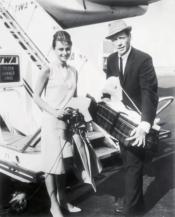 Framed Print : Audrey Hepburn and Family Preparing to Leave on Flight Framed Print : Audrey Hepburn and Family Preparing to Leave on Flight