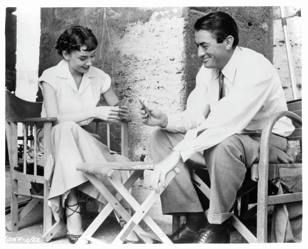 sachin and babi light blue dress Audrey hepburn roman holiday 1953 Black and White Stock Photos & Images