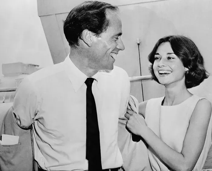 Framed Print : Audrey Hepburn Helping Mel Ferrer With His Coat Framed Print : Audrey Hepburn Helping Mel Ferrer With His Coat