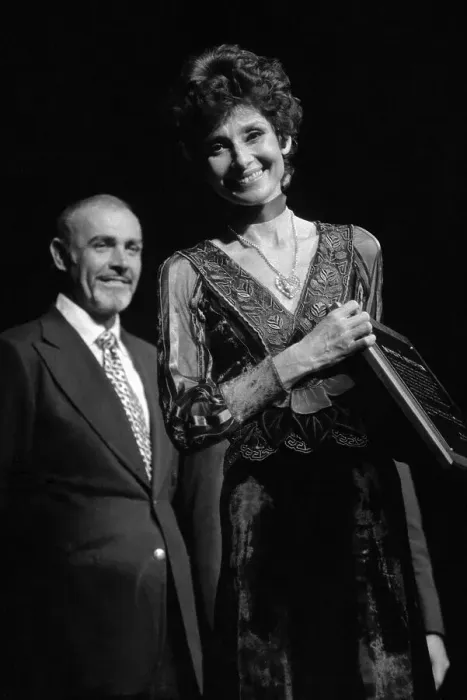 Framed Print : Audrey Hepburn and Sean Connery at Movie Premiere Framed Print : Audrey Hepburn and Sean Connery at Movie Premiere