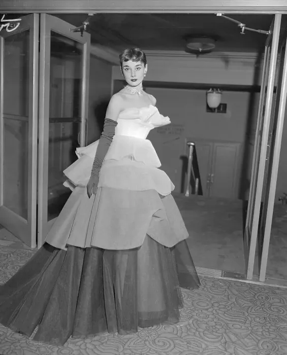 Framed Print : Audrey Hepburn Wearing Tiered Evening Gown Framed Print : Audrey Hepburn Wearing Tiered Evening Gown