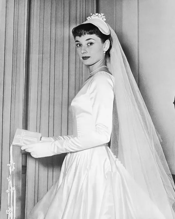 Framed Print : Audrey Hepburn In Her Wedding Gown Framed Print : Audrey Hepburn In Her Wedding Gown