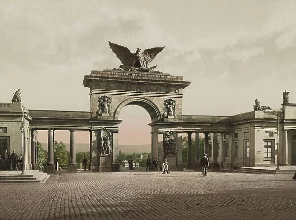 The Auetor, war memorial in Kassel, Hesse, Germany, Historic, digitally restored reproduction of a photochrome print from the 1890s