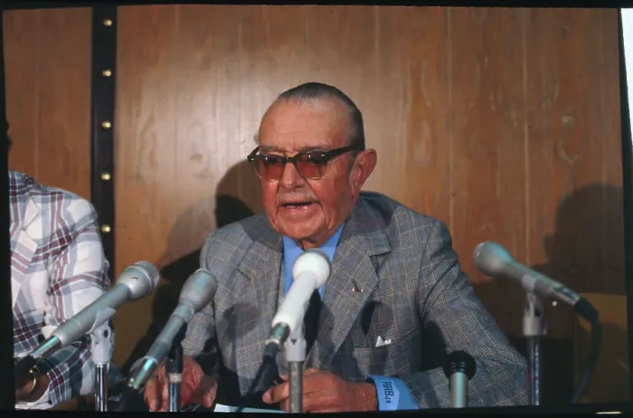 Framed Print : August A. Busch Jr. Speaking at Microphones Framed Print : August A. Busch Jr. Speaking at Microphones